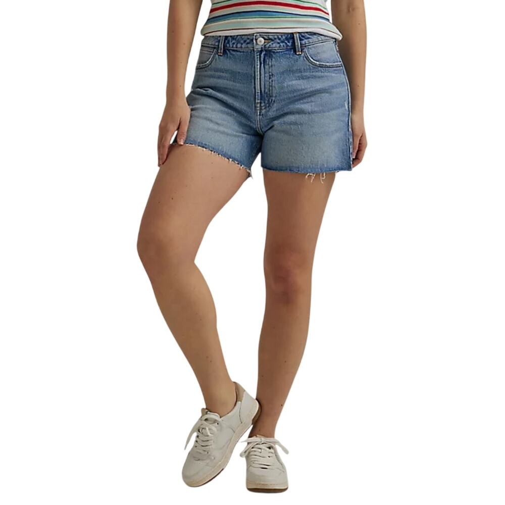 Wrangler Women's High Rise 4" Inseam Frayed Hem Jean Shorts  Jorts 6 NWT